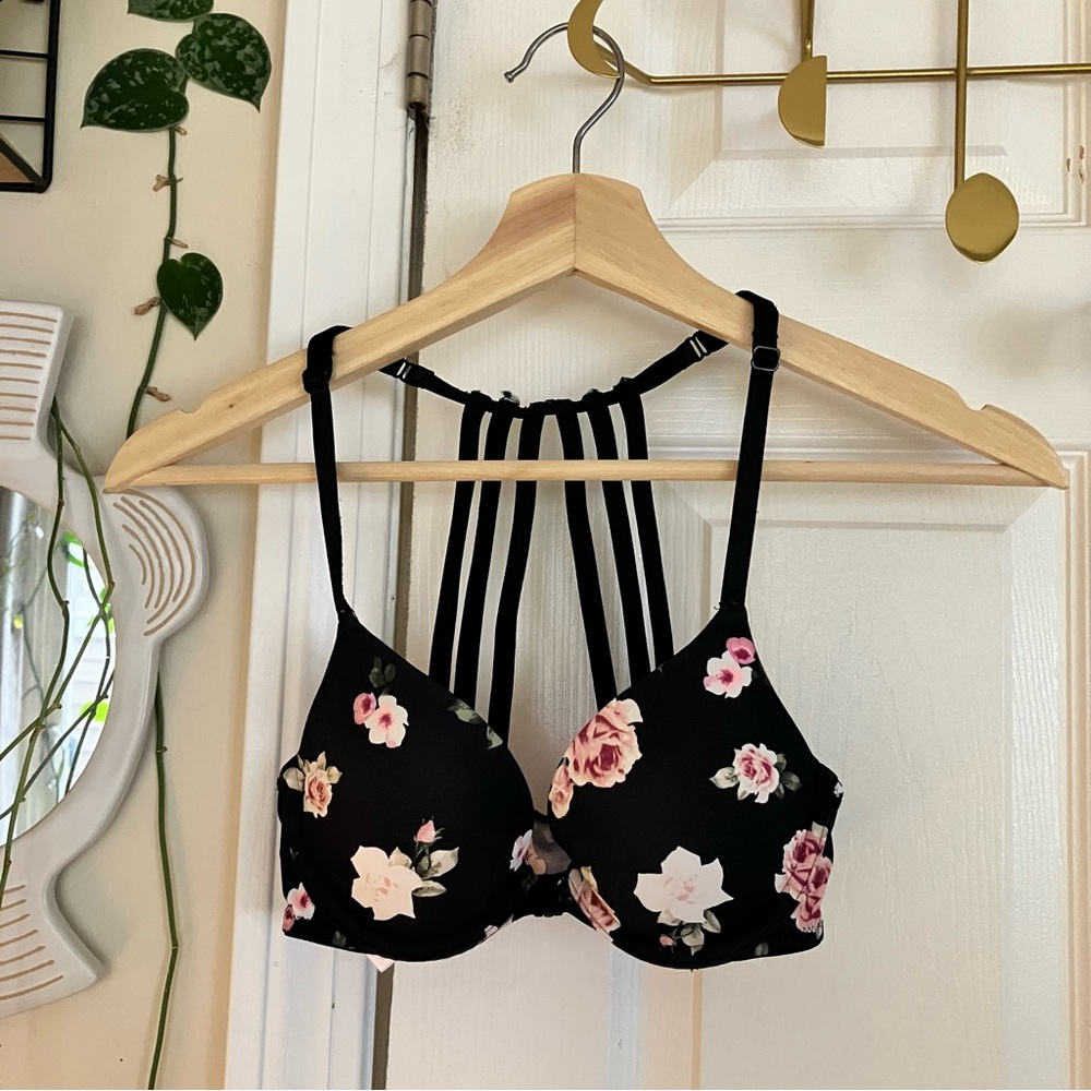 PINK front clasp Floral Bra